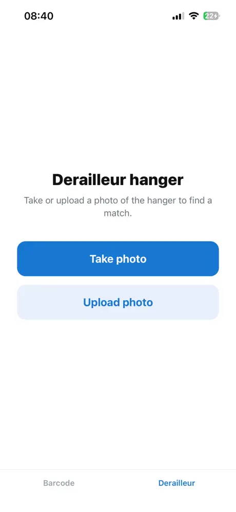 Bikeparts Derailleur Finder app interface Bikeparts Derailleur Finder app interface