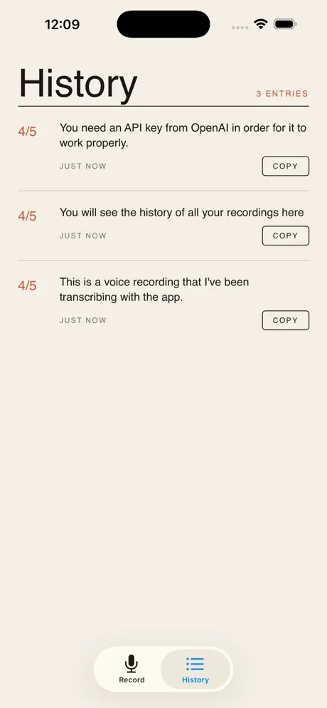 Speech to Text app interface Speech to Text app interface